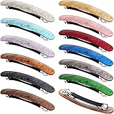 12 Pieces Hair Barrettes for Women Tortoise Shell Acetate French Skinny Clip Automatic Ponytail Barrettes for Women Fine Thin Hair Accessories(Elegant Color)