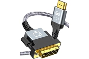 HLLYLL HDMI to DVI Cable 1080P, 1.8M DVI to HDMI Adapter Cable Bidirectional, Gold-Plated Nylon Braided for TV/Monitor/Video 