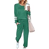 Ekouaer Sweatsuits Womens Loungewear Set Tracksuit Long Sleeve Pajamas Set with Pockets 2 Piece Outfits Lounge Sets