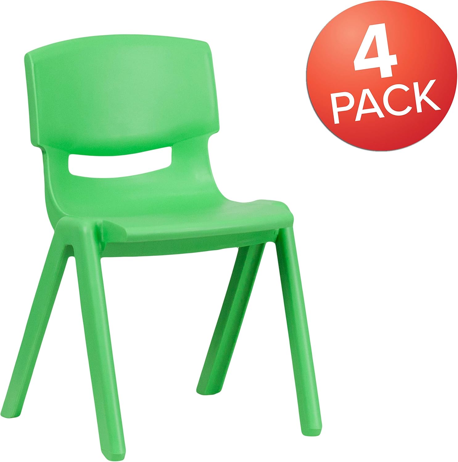 Flash Furniture 4 Pack Green Plastic Stackable School Chair with 13.25'' Seat Height: Furniture & Decor