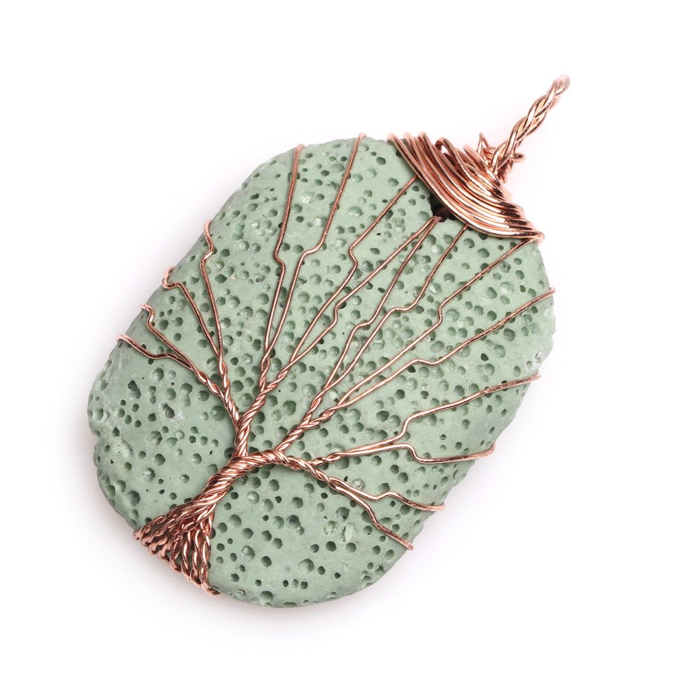 29x43mm Green Lava Worry Stone Semi Precious Cocktail Charkra Pendant Jewellery for Women