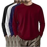 Baggyfly 4 Pack Men's Big and Tall Shirts Long Sleeve Pocket T-Shirts Cotton Crew Neck Tops Comfy Slim Fit Breathable Tees