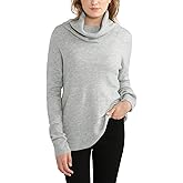 MessBebe Womens Sweater Lightweight Loose Pullover Tops Long Sleeve Roll Neck Ribbed Casual Knitwear