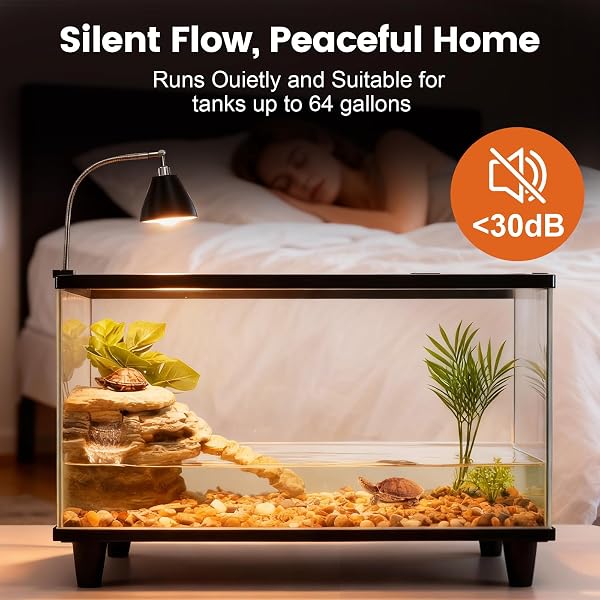 MIXJOY 130GPH TURTLE TANK FILTER, ULTRA-QUIET TURTLE FILTER WITH TURTLE BASKING PLATFORM, DETACHABLE BRIDGE FOR CLIMBING&DIVING, ADJUSTABLE FLOW, MULTI-LAYER FILTRATION, FILTER FOR TURTLE TANK, DECOR