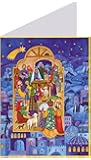 Mini Advent Card with 24 doors 105 x 155 mm blank with envelope Nativity Blue Bethlehem - 40039 - traditional German Design