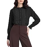 HERYEA Womens Dressy Casual Lace Blouse Cotton Long Sleeve Button Up Shirts Tops
