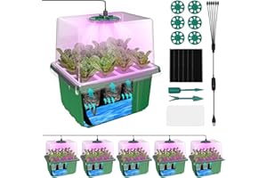 MQHUAYU Self Watering Seed Starter kit with Grow Light, 6 Pack /72 Cells Seed Starter Trays with Timer, Plant Germination Trays with Dome, Heightened Lids for Greenhouse Seeding Planting Growing