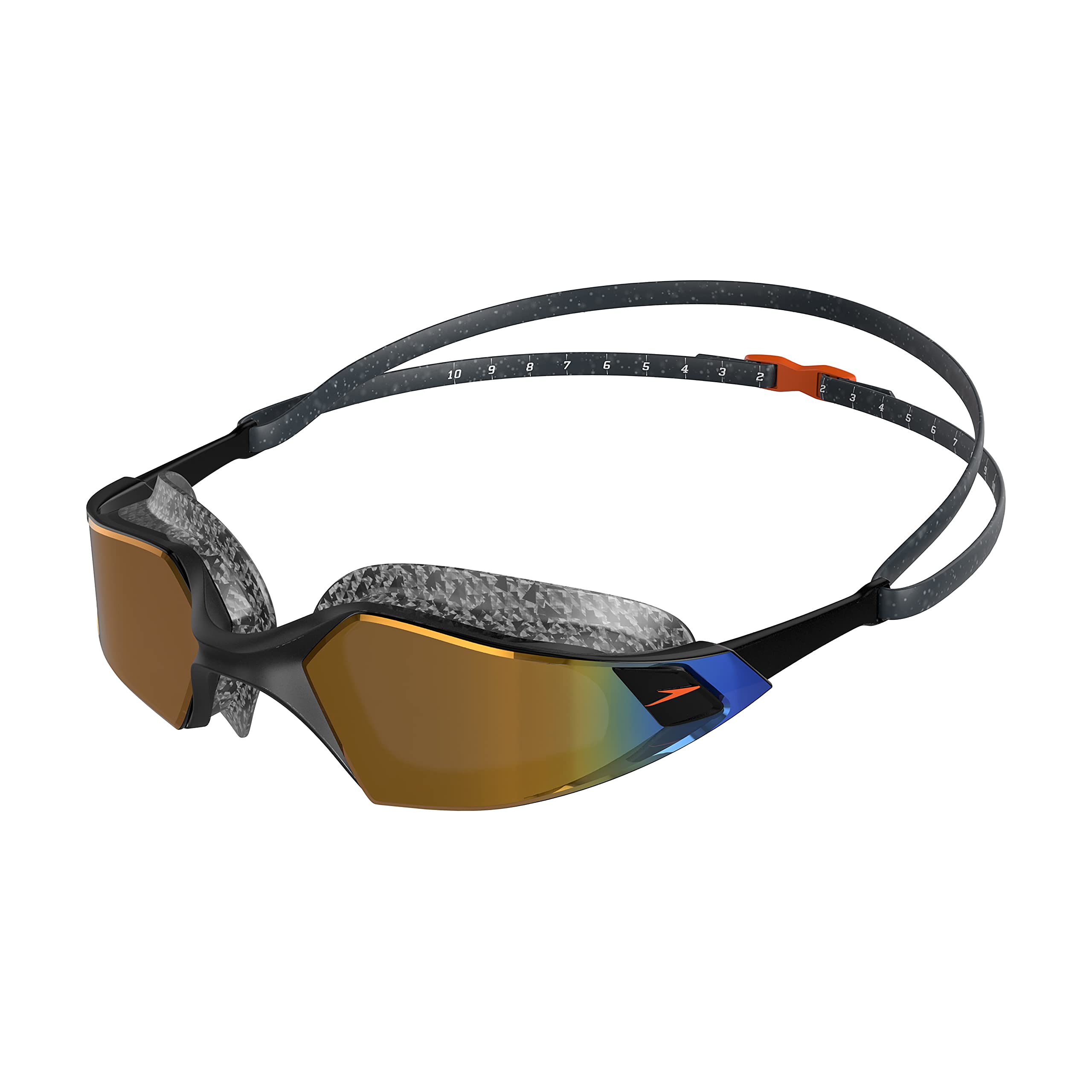 Speedo Unisex-Adult Aquapulse Pro Swimming Goggles | Anti-fog | Anti-mist | Anti-leak Goggles, Oxid Grey/Black/Orange Gold, One Size