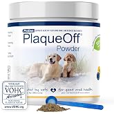 ProDen PlaqueOff Powder - Cat &amp; Dog Tartar and Plaque Remover - 420g | VOHC Accepted Dental Powder for Pet Oral Care - Supports Fresher Breath and Dental Hygiene - 100% Natural Kelp Formula