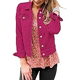Vetinee Womens Stretch Button Down Long Sleeve Pockets Denim Jean Trucker Jacket