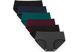 INNERSY Women's Mid Rise Tagless Plain Color Full Coverage Cotton Hipster Panties 6-Pack