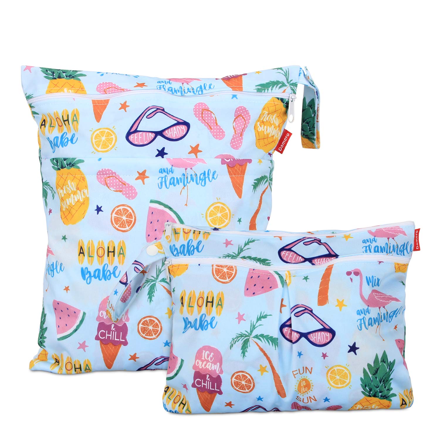 Damero 2 Stück windeltasche wetbag wiederverwendbar, Nasstaschen (Sommerferien)