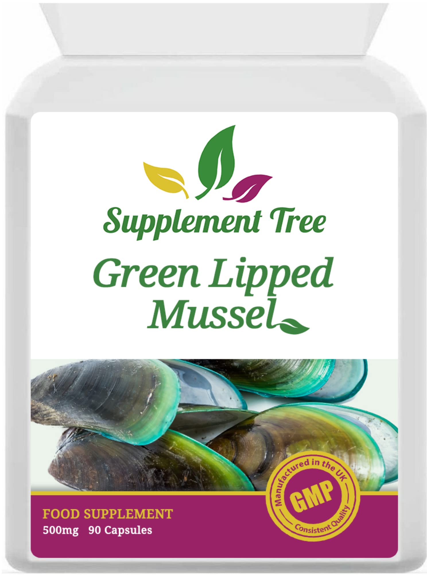 Green Lipped Mussel 500mg 90 Capsules | New Zealand Sourced GLM Powder Supplement | Pure Non-GMO, Additives Free, Without Any Fillers or Binders | UK Manufactured