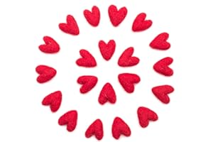 Glaciart One Felted Hearts - Mini 0.8” (20 Pcs) - Needle Felting - Needle Felting & Essential Oils Ready - Handmade in Nepal Using 100% Natural New Zealand Wool, for Art Projects & Valentines Decor