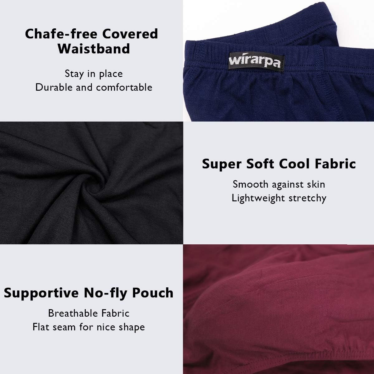 wirarpa Men's Underwear Multipack Modal Microfiber Briefs No Fly Covered Waistband Silky Touch Underpants at  Men’s Clothing store
