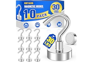 Grtard 10 Pcs Strong Magnetic Hooks Heavy Duty, 25LBS Magnetic Hooks for Cruise Cabins, Magnet Hooks Heavy Duty, Magnet with 