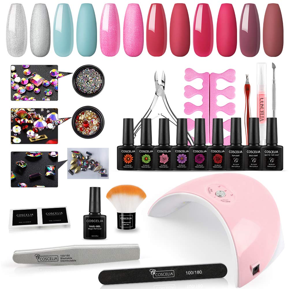 6PC Gel Nail Polish Kit with 36W Curing Lamp Matte Glossy