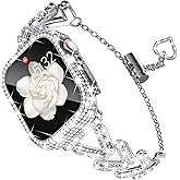 KADES Band & Case Designed for Apple Watch Series 46mm 45mm 44mm 42mm 41mm 40mm 38mm for Women, Metal Strap with Bling Rhinestone Screen Protector Cover for iWatch 10 9 8 7 6 5 4 SE SE2 3 2 1