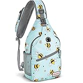 ZOMAKE Sling Bag,Small Crossbody Sling Backpack,Water Resistant Shoulder Daypack for Travel,Anti Thief Chest Bag for Hiking(Bee Blue)