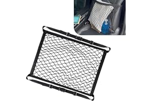 Ypoyney Car Seat Organizer Net, 21.65" x 21.65" High Elastic Front Seat Organizer, Versatile Passenger Side Storage Net with 