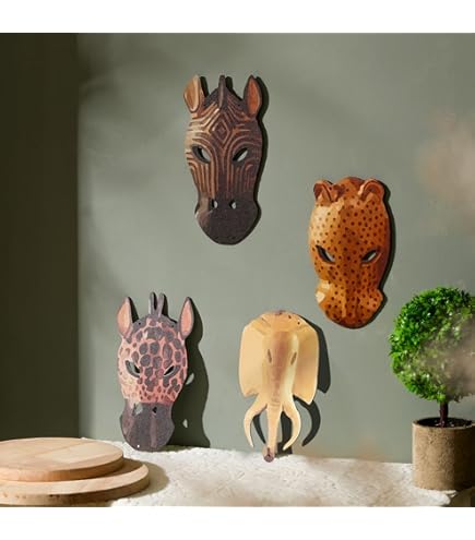 Masque Africain En Bois 50cm. Décoration Murale Ethnique Africaine. - Maison