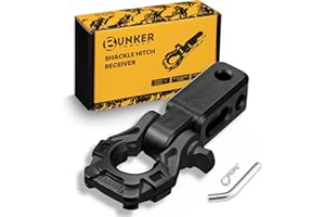 BUNKER INDUST Shackle Hitch Receiver 3/4" D Ring Shackle w/Trailer Hitch-Fits 2" Receivers,Offroad Recovery Towing Accessories for Trucks, Jeep, Pickup,Black
