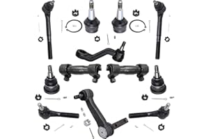Detroit Axle - 2WD Front 12pc Suspension Kit for 94-96 Dodge Ram 1500, Tie Rods Ball Joints Pitman Arm Idler Arm Adjustment Sleeves 1994 1995 1996 Replacement