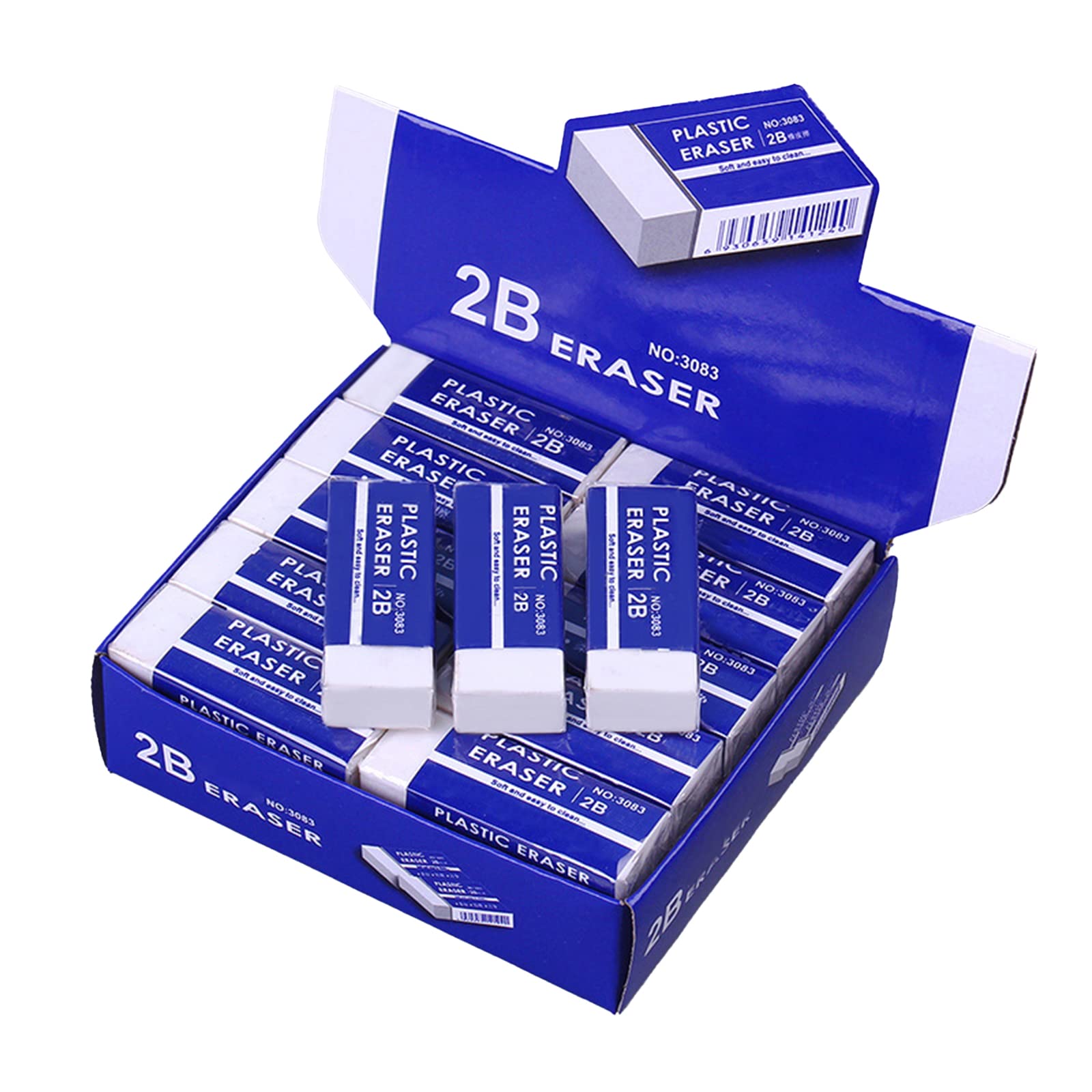 CIOUYAOS 30 Pack Rubber Eraser, Plastic Latex Free Pencil Rubbers, Easy to Erase White Rubbers Erasers for Kids Artists Drawing School Office