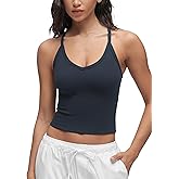 CRZ YOGA Butterluxe Soft Double Lined V Neck Tank Tops for Women - Yoga Casual Camisole Racerback Tight Sleeveless Shirt