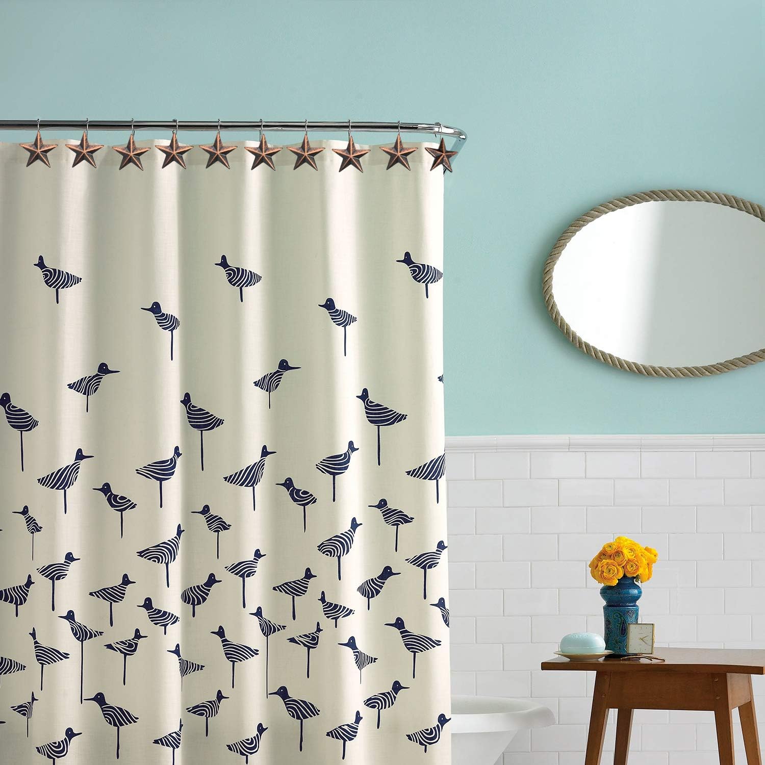 AGPTEK Shower Curtain Hooks, 12PCS Anti Rust Decorative Resin Hooks for Bathroom, Baby Room, Bedroom, Living Room Decor (Star): Home & Kitchen