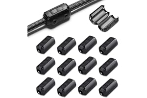 EMI RFI Noise Filter Cable Ring, Roctee 12 Pcs Ferrite Choke Snap On Noise Suppressor Cable Clip Electronic Ferrites Core for 7MM Diameter Wire (Black)