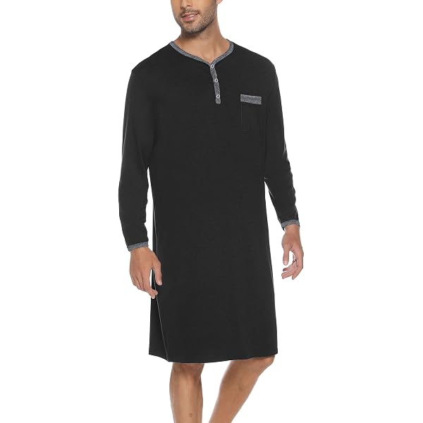 thumbnail image 2 of Men's Cotton Flannel Nightshirt - Long Sleeve Nightgown With Pocket, Christmas Plaid, Mid-Length, Notch Collar 2 of 10