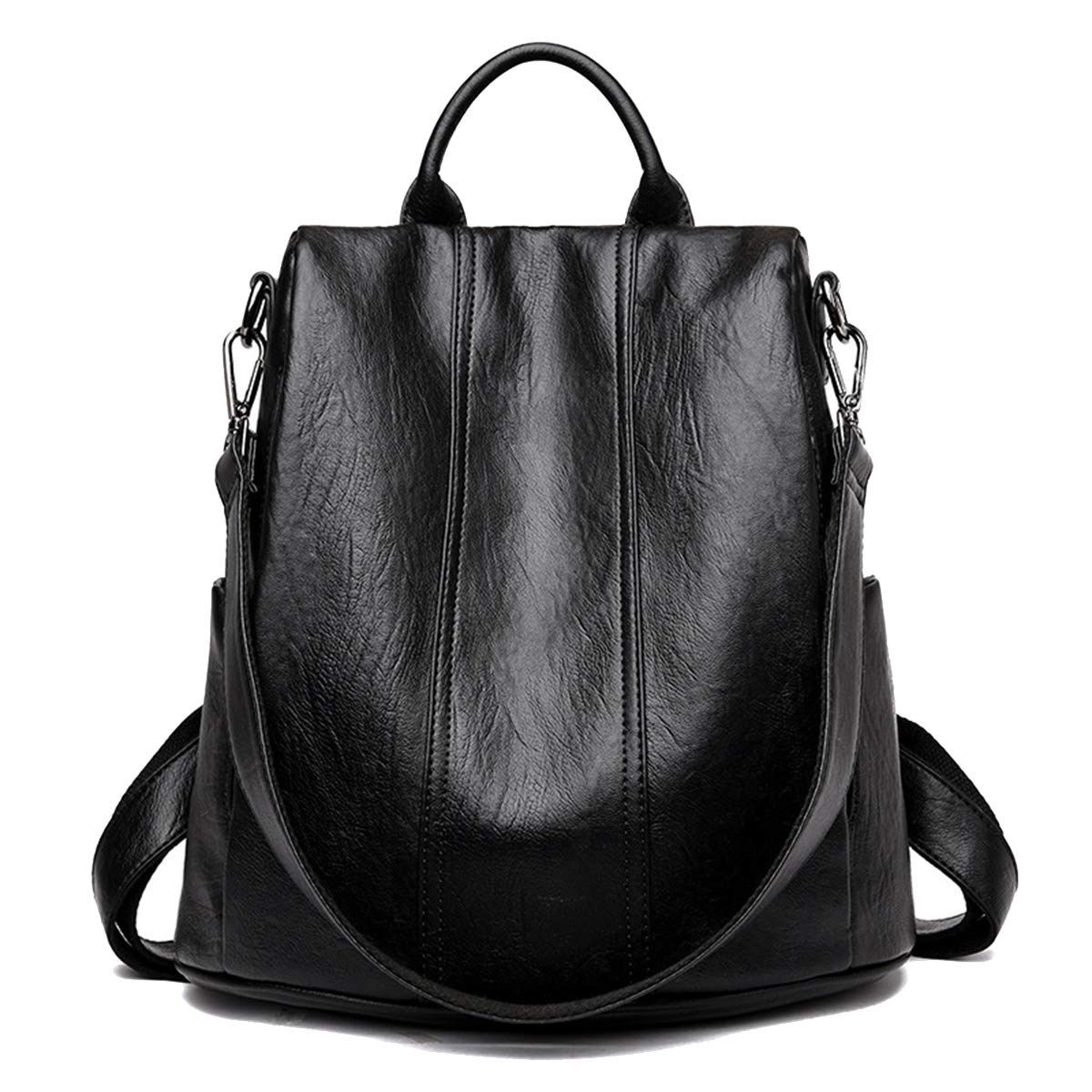 Kris Anna Womens Anti-Theft PU Leather Backpack with Strap Black