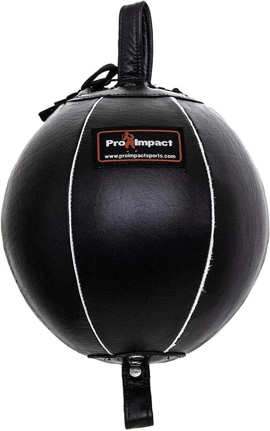 Pro Impact Genuine Leather Double End Boxing Punching Bag - Speed Striking & Dodge Training Ball - Includes Cords & Hooks for Gym Workout MMA Muay Thai