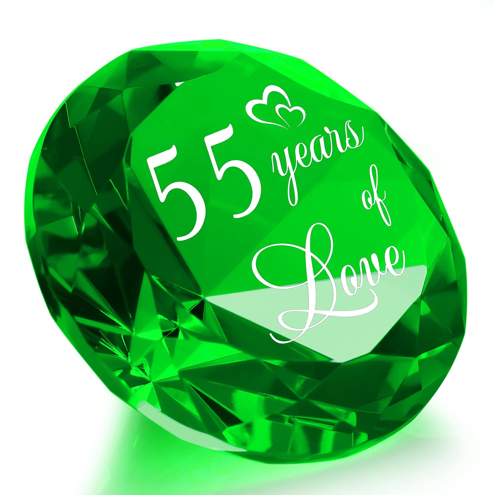 55 Years Anniversary Wedding Gifts for Her Him, 55th Emerald Wedding Romantic Gifts for Wife 55 Years of Love Presents for Couple,Emerald Green K9 Crystal Keepsake