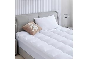 BDEUS Twin Mattress Topper, 1450 GSM Plush Pillow Top for Back Pain Relief, Quilted Fitted Mattress Protector with 8-21" Deep Pocket, Soft Mattress Pad Twin Size - 39"x 75" White