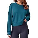 PINSPARK Soft Crewneck Cropped Sweatshirt for Women Long Sleeve Relaxed Lightweight Basic Crop Tops 2025