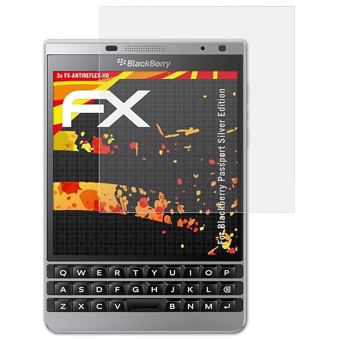 atFolix Schutzfolie kompatibel mit BlackBerry Passport Silver Edition Displayschutzfolie, HD-Entspiegelung FX Folie (3X)