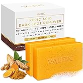 VALITIC Kojic Acid Soap - Turmeric Soap for Dark Spots for Face and Body - Exfoliating Bar for Hyperpigmentation, Skin Tone Corrector with Retinol, Vitamin C, Collagen and Hyaluronic Acid - 2 Pack