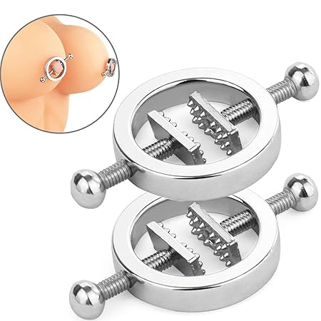 Sex Spielzeugs Nippelklemme, Einstellbar Brustklemmen, Edelstahl Nipple Clamp mit Schrauben, SM Bondage Fesselspiel, Bruststi