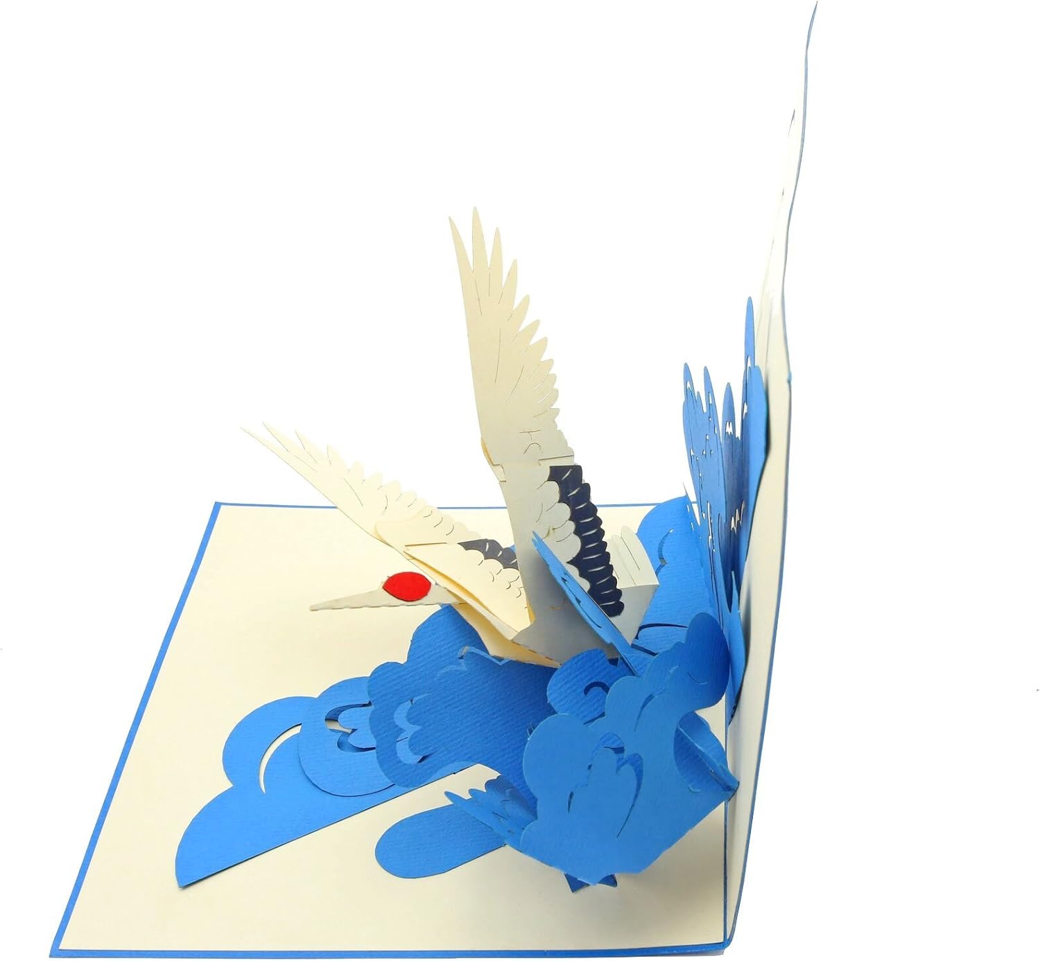 PopLife® Crane Bird Pop Up Card, 3D Card for All Occasions - Gift for Artists Birding, blue|white|beige, 6 x 6 inch - Image 4