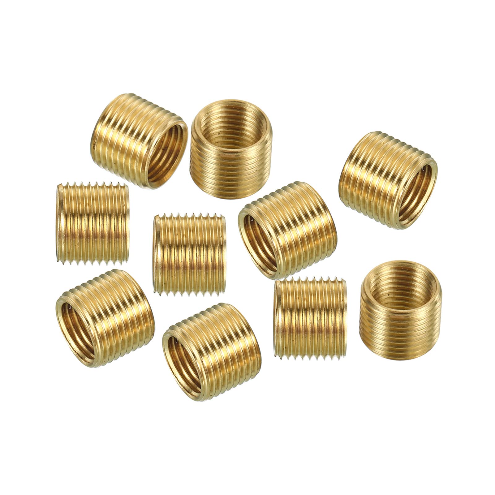 PATIKIL M12 to M10 Fine Thread Adapter Reducer Thread Reducing Nuts Insert, 10 Pack 10mm Threaded Hollow Tube Adapter Brass Coupler Connector Pipe Fitting