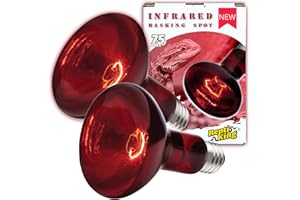 ReptiKing Reptile Red Heat Lamp, 2-Pack 75W Infrared Basking Bulbs Light for Reptiles, Night Red Basking Light for Bearded Dragon, Lizard, Gecko,Turtle Tank Accessories