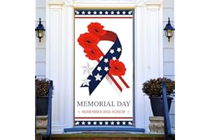 PUDODO Memorial Day Door Cover Remember and Honor American Patriotic Holiday Door Banner Backdrop Home Office Porch Decoration
