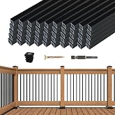 Muzata 50 Pack 26" Black Aluminum Square Deck Balusters WT12 | Clean &amp; Structured Design, Sturdy Aluminum Material, Easy Direct Installation, Diverse Lengths for Various Styles