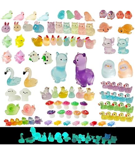 Lot 28 Figurines Animaux Océan Phosphorescentes – Baleine, Étoile De Mer, Pieuvre, Tortue, Dauphin – Déco Résine Lumineuse Pour Aquarium, Jardin Miniature, Fêtes