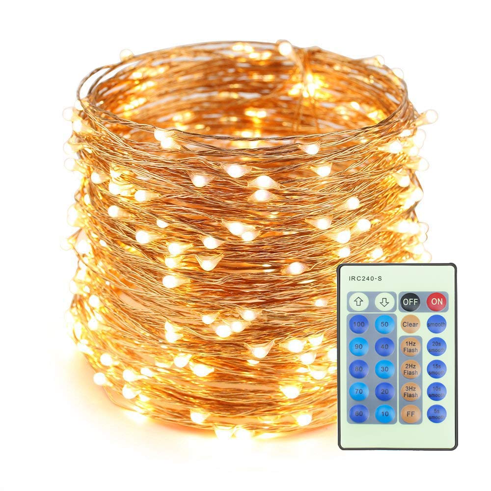 Copper Wire Lights,30M 300 LEDs Fairy Lights Waterproof Dimmable with Remote Control, Decorative