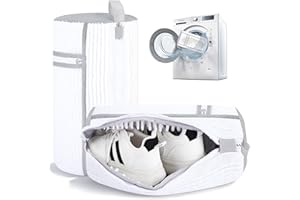 Dntorx 2 PCS Shoe Washing Machine Bag, Reusable L-shaped Zipper Laundry Shoe Bag for Washing Machine with Insoles Mesh Pocket for Washer and Dryer, Shoe Cleaning Bags for Sneaker Tennis Shoes