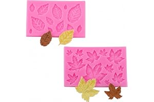 2 Pieces Realistic Leaf Silicone Mold Set – Maple & Veined Leaf Fondant Chocolate Candy Mold for Baking, Cake Decorating, Cla