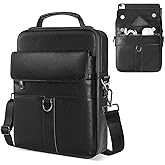 13 Inch Laptop Leather Sleeve for 2025-2022 MacBook Air 13 M4 M3 M2 A3240 A3113 A2681, Protective Carrying Bag Shoulder Travel Case with Handle Accessory Pockets, Black